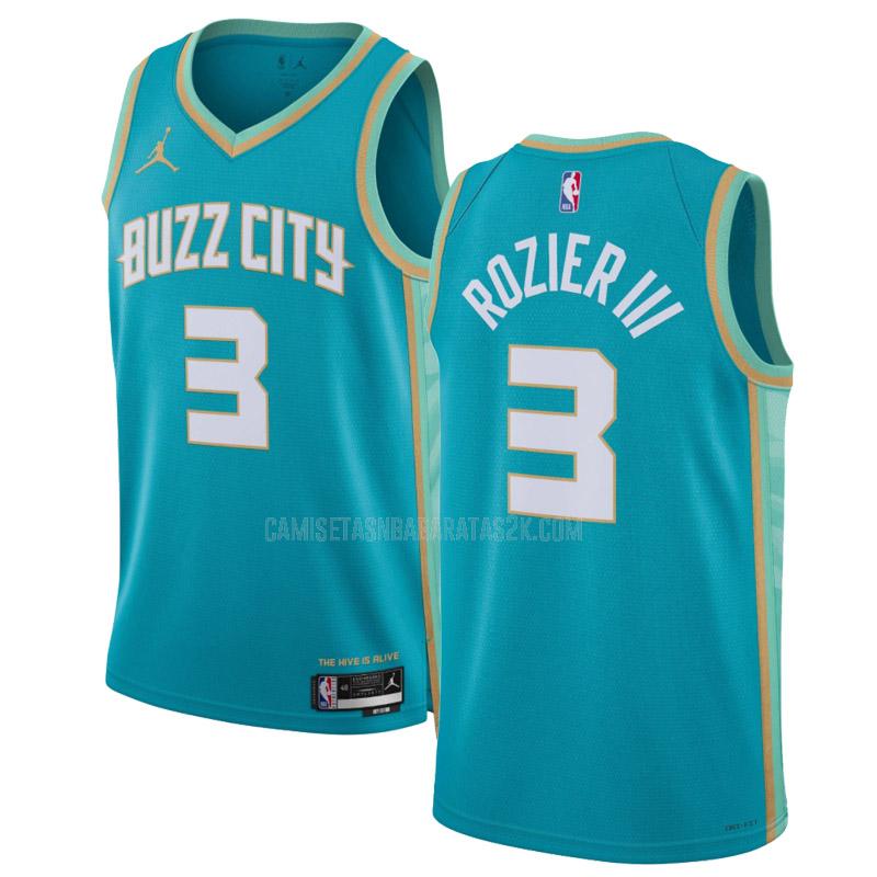 camiseta charlotte hornets de la terry william rozier iii 3 hombre verde azulado city edition 2023-24