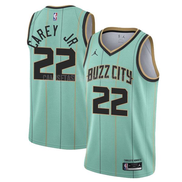 camiseta charlotte hornets de la vernon carey jr 22 hombres verde city edition 2020-21