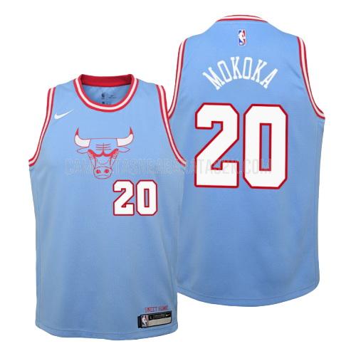 camiseta chicago bulls de la adam mokoka 20 niños azul edición city 2019-20