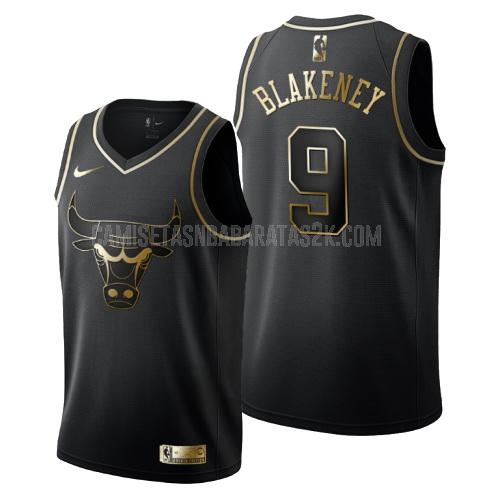 camiseta chicago bulls de la antonio blakeney 9 hombres negro edición dorada
