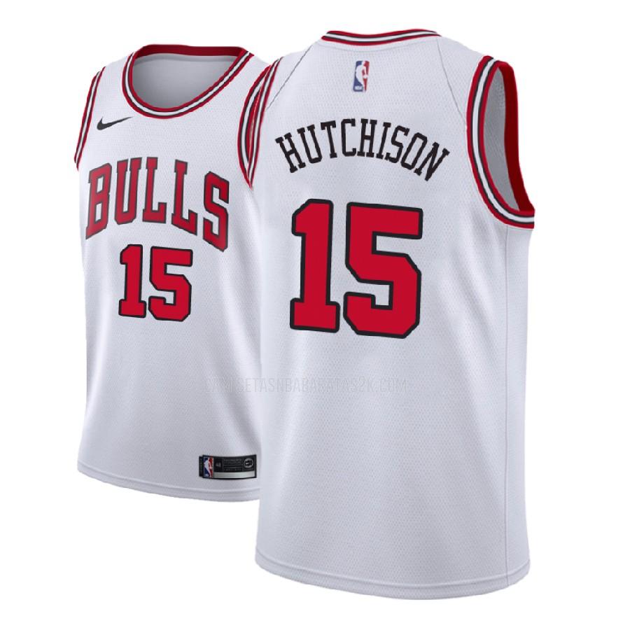 camiseta chicago bulls de la chandler hutchison 15 hombres blanco association 2018 nba draft