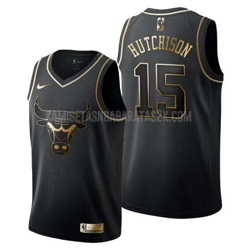 camiseta chicago bulls de la chandler hutchison 15 hombres negro edición dorada