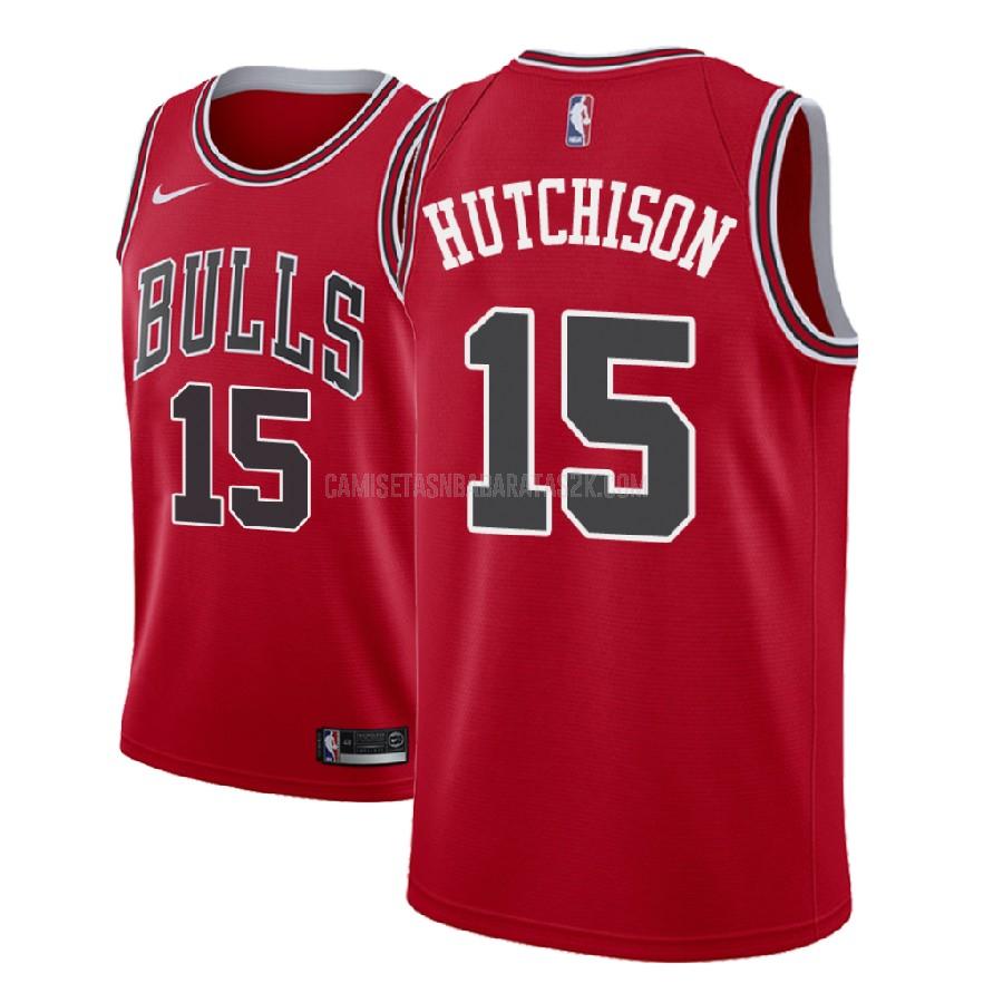 camiseta chicago bulls de la chandler hutchison 15 hombres rojo icon 2018 nba draft