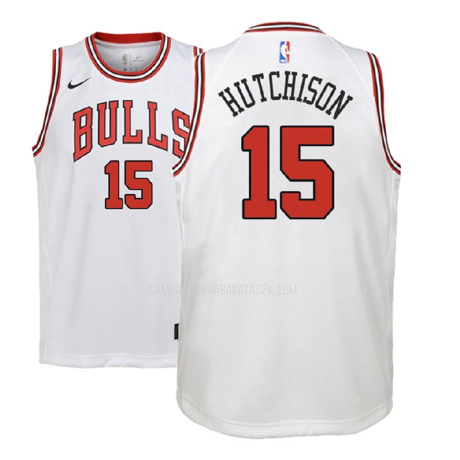 camiseta chicago bulls de la chandler hutchison 15 niños blanco association 2018 nba draft