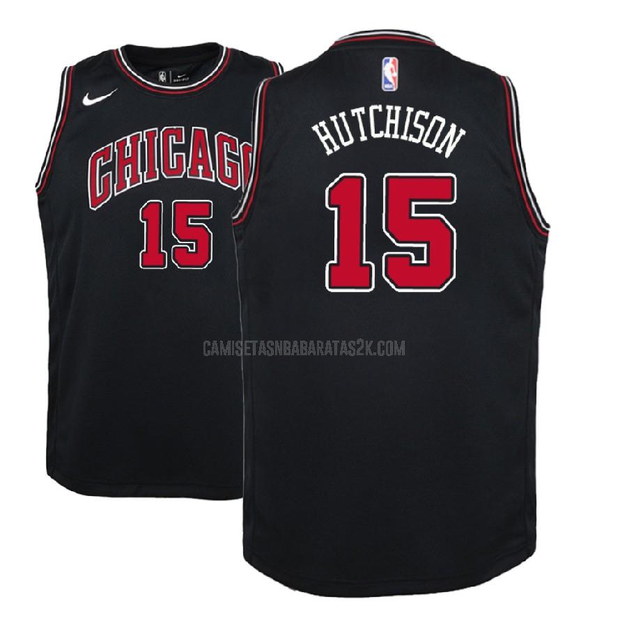 camiseta chicago bulls de la chandler hutchison 15 niños negro statement 2018 nba draft