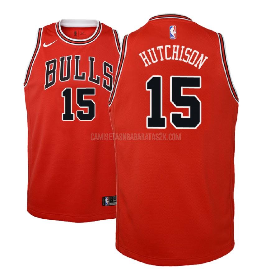 camiseta chicago bulls de la chandler hutchison 15 niños rojo icon 2018 nba draft