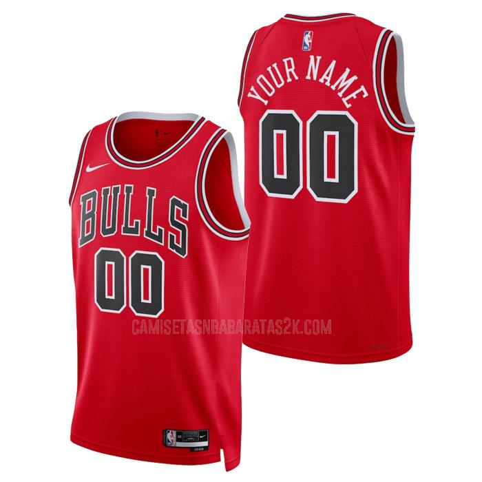 camiseta chicago bulls de la custom hombre rojo icon edition 2023