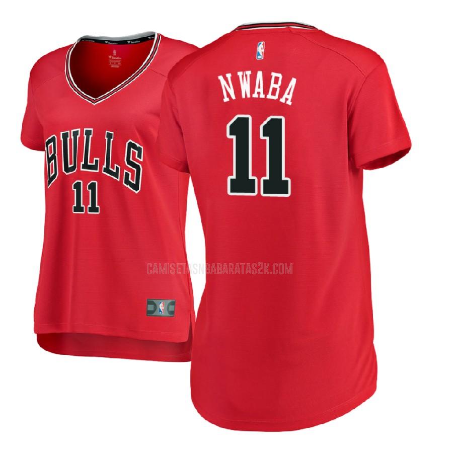 camiseta chicago bulls de la david nwaba 11 mujer rojo icon 2017-18