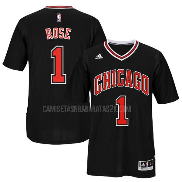 camiseta chicago bulls de la derrick rose 1 hombres negro orgullo 2015