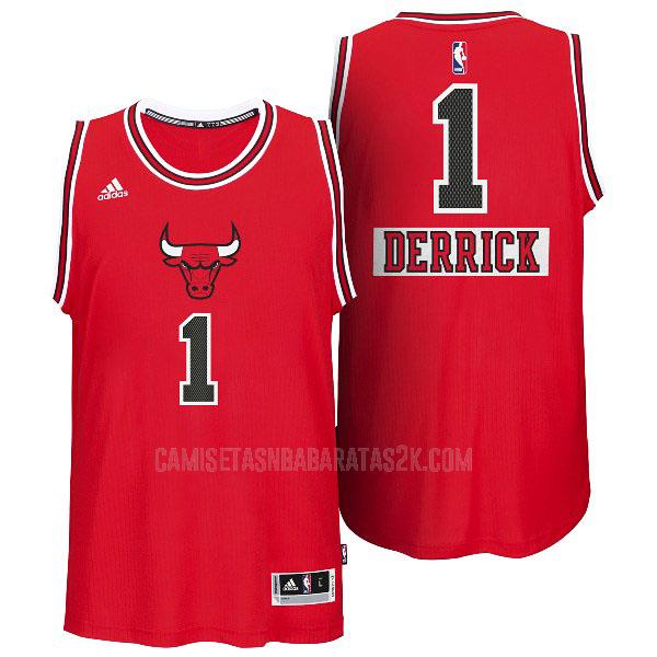 camiseta chicago bulls de la derrick rose 1 hombres rojo día de navidad 2014