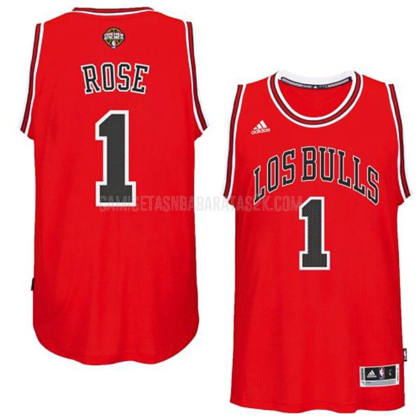 camiseta chicago bulls de la derrick rose 1 hombres rojo noches enebea road 2015
