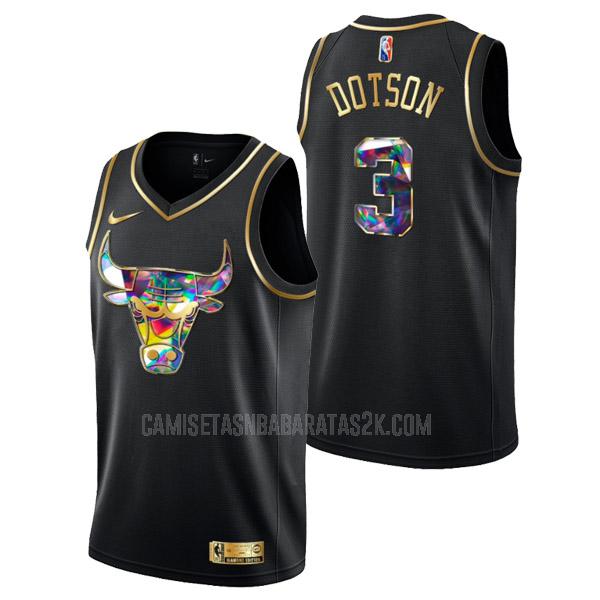 camiseta chicago bulls de la devon dotson 3 hombres negro golden edition diamond logo 2022