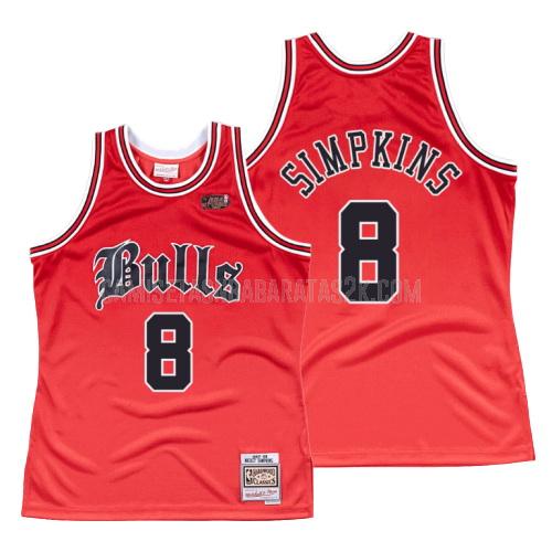 camiseta chicago bulls de la dickey simpkins 8 hombres rojo old english 1997-98