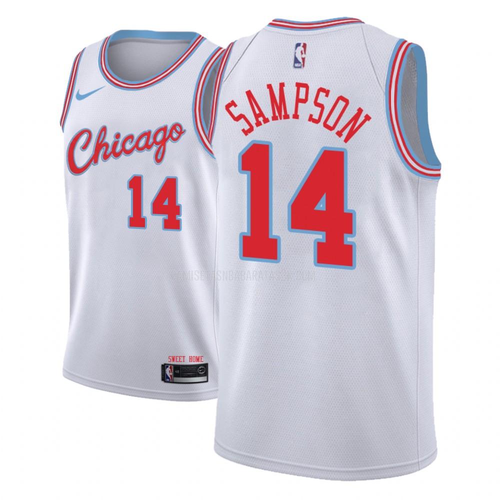 camiseta chicago bulls de la jakarr sampson 14 hombres blanco edición city
