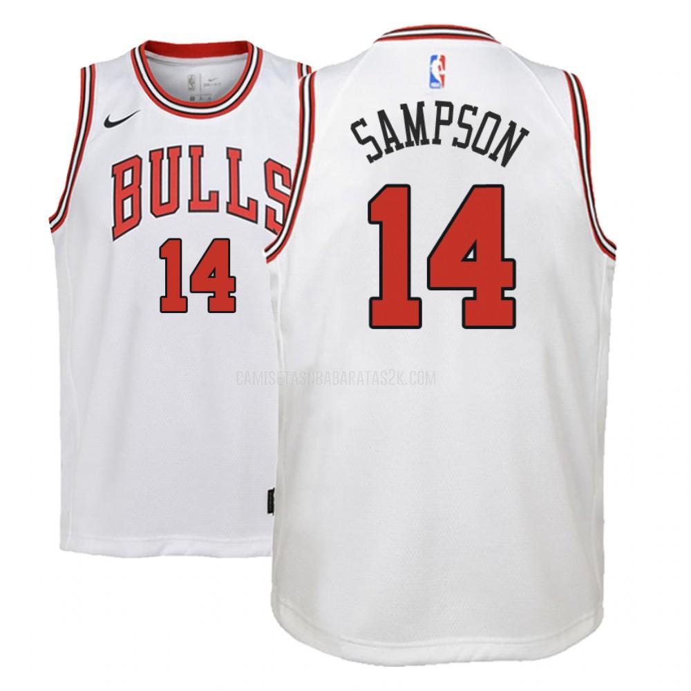 camiseta chicago bulls de la jakarr sampson 14 niños blanco association