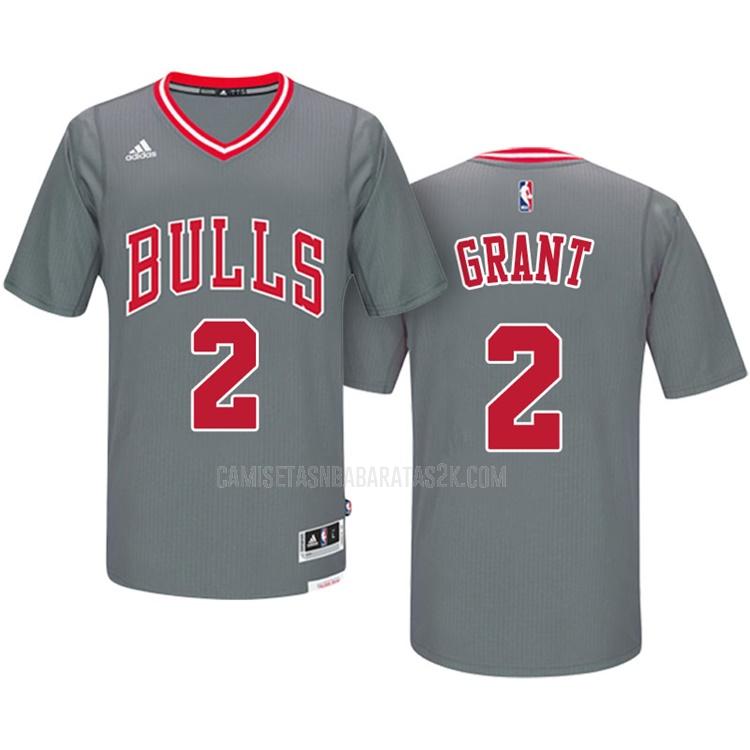 camiseta chicago bulls de la jerian grant 2 hombres gris manga corta