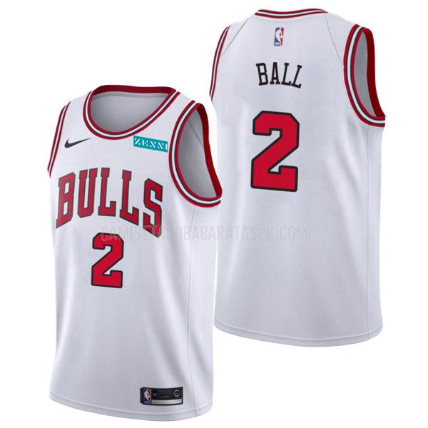 camiseta chicago bulls de la lonzo ball 2 hombres blanco association edition