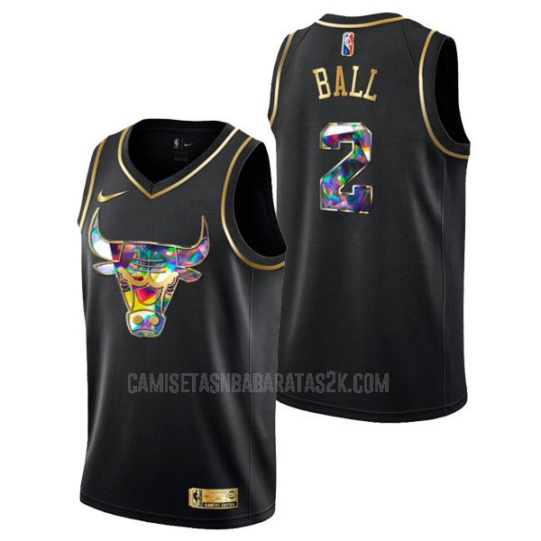 camiseta chicago bulls de la lonzo ball 2 hombres negro golden edition diamond logo 2022