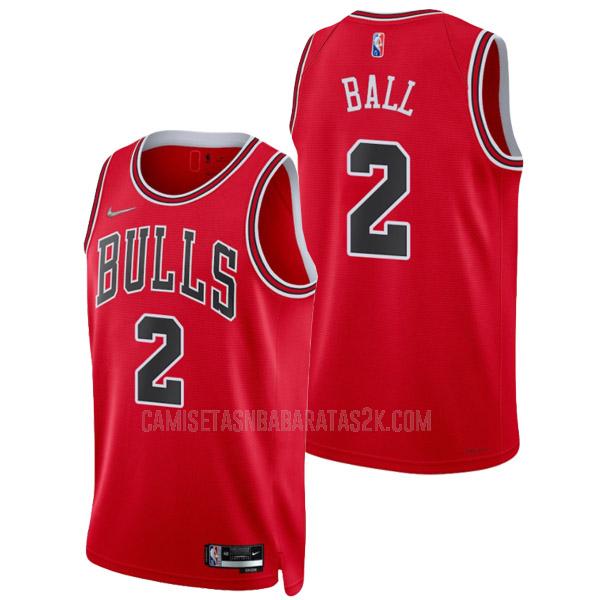 camiseta chicago bulls de la lonzo ball 2 hombres rojo 75th anniversary icon edition 2021-22