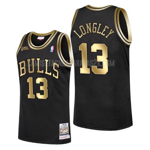 camiseta chicago bulls de la luc longley 13 hombres negro campeones 1998