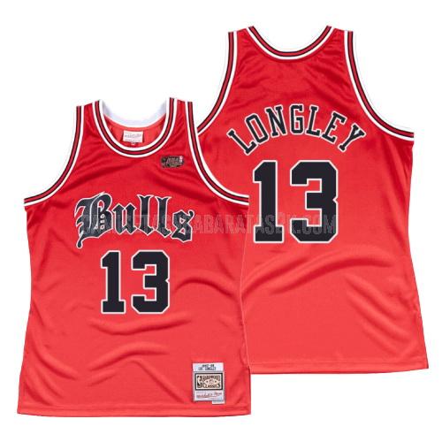 camiseta chicago bulls de la luc longley 13 hombres rojo old english 1997-98
