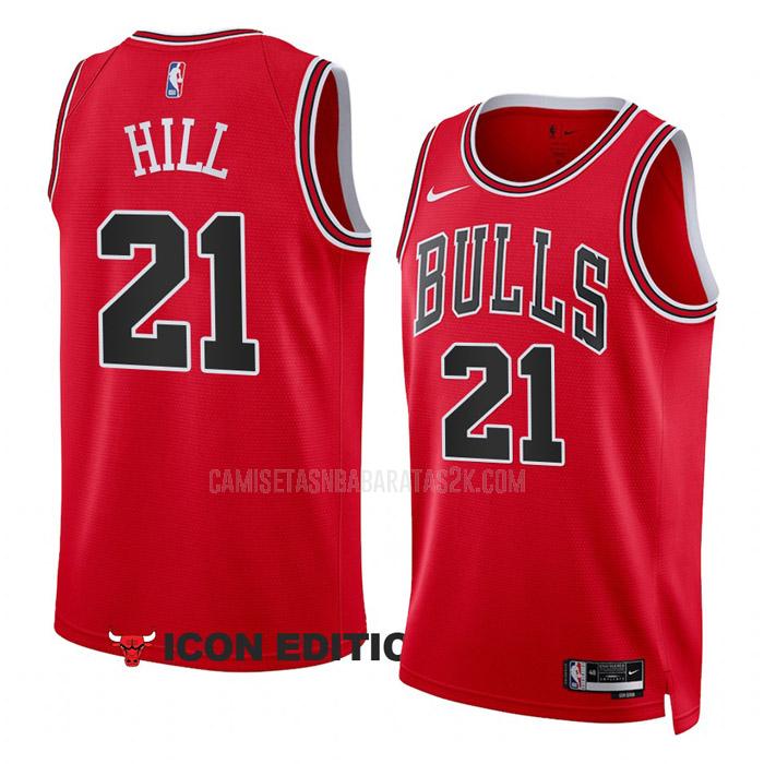 camiseta chicago bulls de la malcolm hill 21 hombres rojo icon edition 2022-23