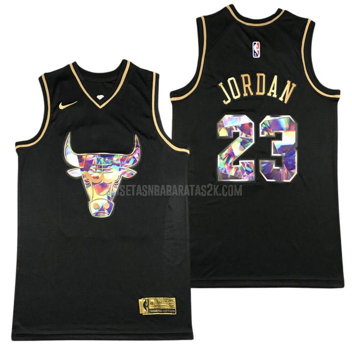 camiseta chicago bulls de la michael jordan 23 hombres negro golden edition diamond logo 2022