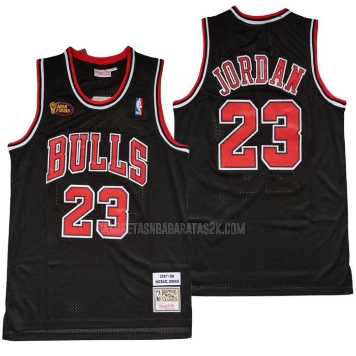 camiseta chicago bulls de la michael jordan 23 hombres negro nba finais 1997-98