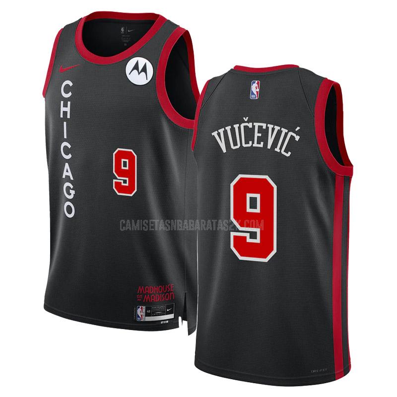 camiseta chicago bulls de la nikola vucevic 9 hombre negro city edition 2023-24