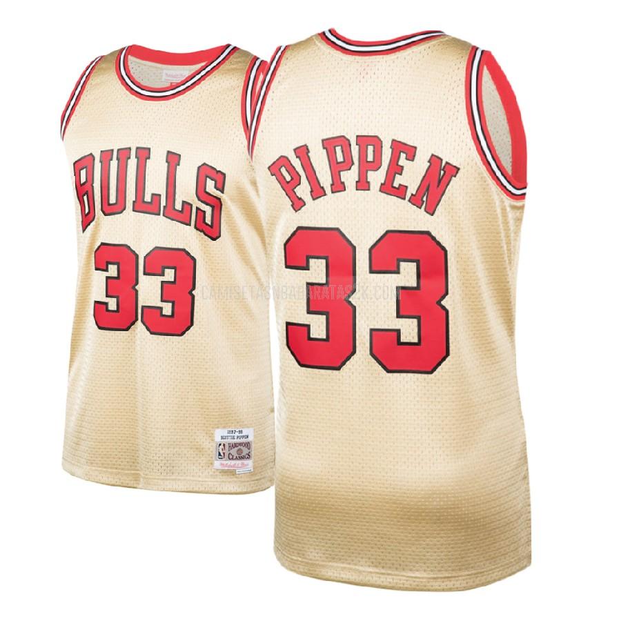 camiseta chicago bulls de la scottie pippen 33 hombres color crema hardwood classics 1997-98