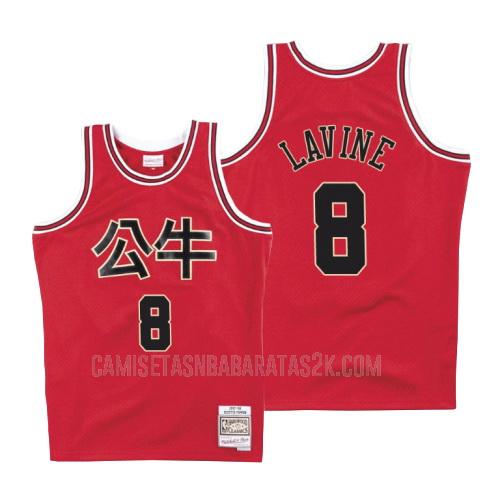 camiseta chicago bulls de la zach lavine 8 hombres rojo año nuevo chino