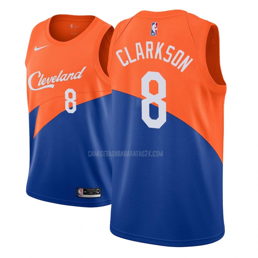 camiseta cleveland cavaliers de la jordan clarkson 8 hombres azul edición city
