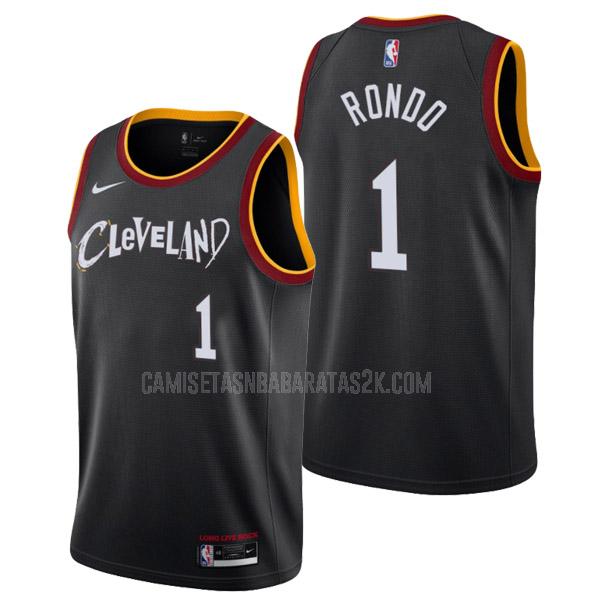camiseta cleveland cavaliers de la rajon rondo 1 hombres negro city edition
