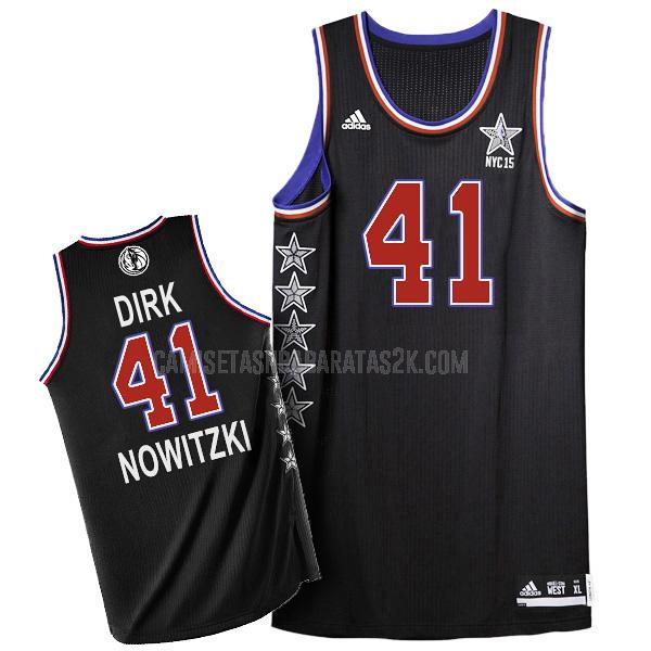 camiseta dallas mavericks de la dirk nowitzki 41 hombres negro nba all-star 2015