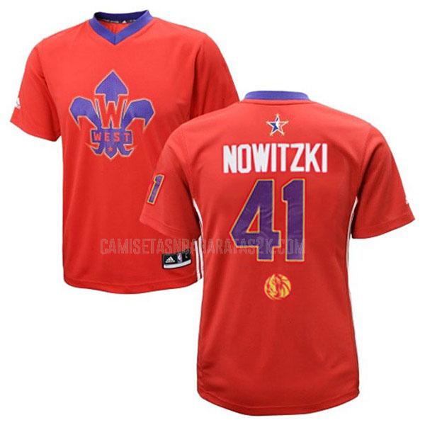 camiseta dallas mavericks de la dirk nowitzki 41 hombres rojo nba all-star 2014