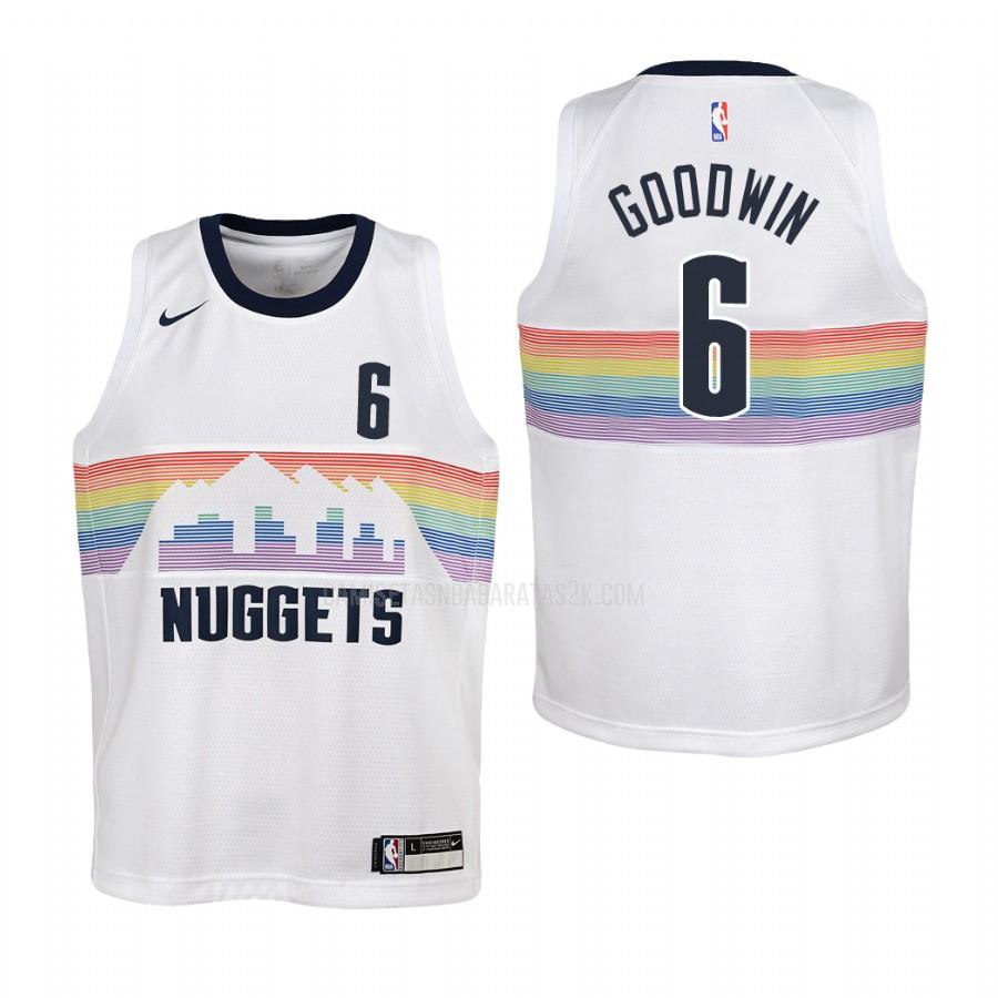 camiseta denver nuggets de la brandon goodwin 6 niños blanco edición city