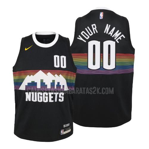 camiseta denver nuggets de la custom niños negro edición city 2019-20