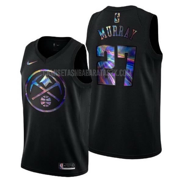 camiseta denver nuggets de la jamal murray 27 hombres negro logo holographic