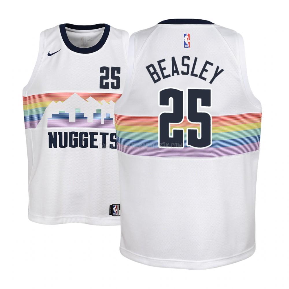 camiseta denver nuggets de la malik beasley 25 niños blanco edición city