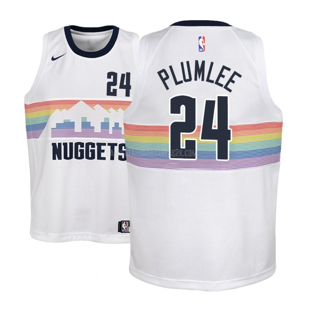 camiseta denver nuggets de la mason plumlee 24 niños blanco edición city