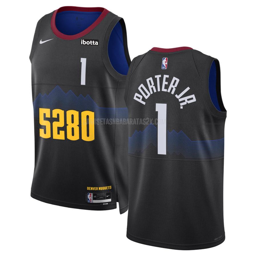 camiseta denver nuggets de la michael porter jr 1 hombre negro city edition 2023-24