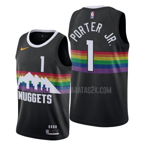 camiseta denver nuggets de la michael porter jr 1 hombres negro edición city 2019-20