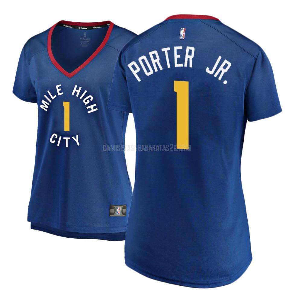 camiseta denver nuggets de la michael porter jr 1 mujer azul statement 2018-19
