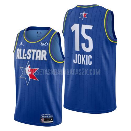 camiseta denver nuggets de la nikola jokic 15 hombres azul nba all-star 2020