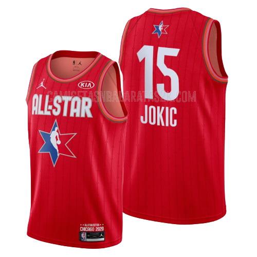 camiseta denver nuggets de la nikola jokic 15 hombres rojo nba all-star 2020