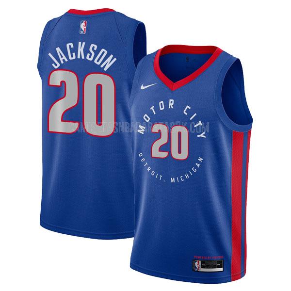camiseta detroit pistons de la josh jackson 20 hombres azul city edition 2020-21