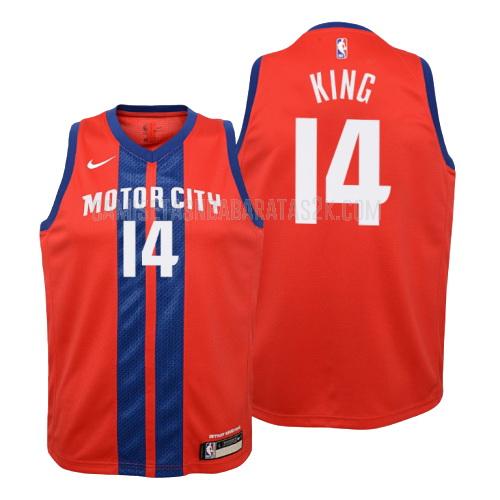 camiseta detroit pistons de la louis king 14 niños rojo edición city 2019-20