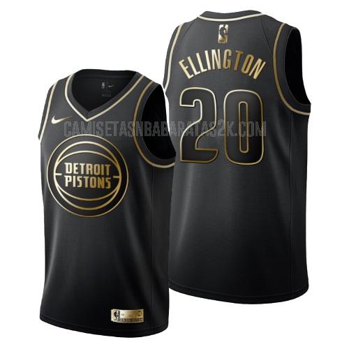 camiseta detroit pistons de la wayne ellington 20 hombres negro edición dorada
