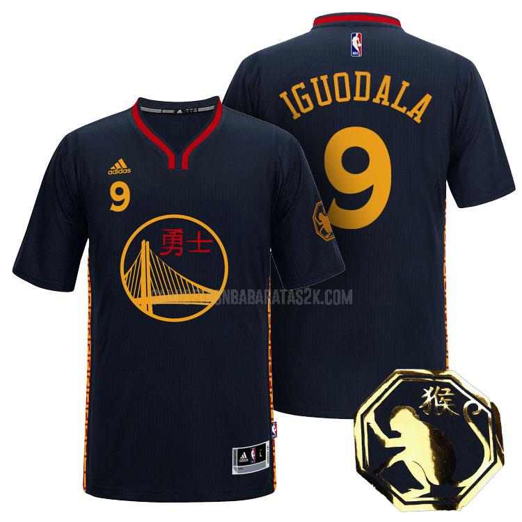 camiseta golden state warriors de la andre iguodala 9 hombres negro año nuevo chino 2016