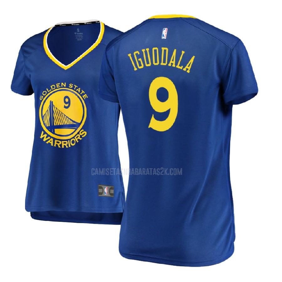 camiseta golden state warriors de la andre iguodala 9 mujer azul icon 2017-18